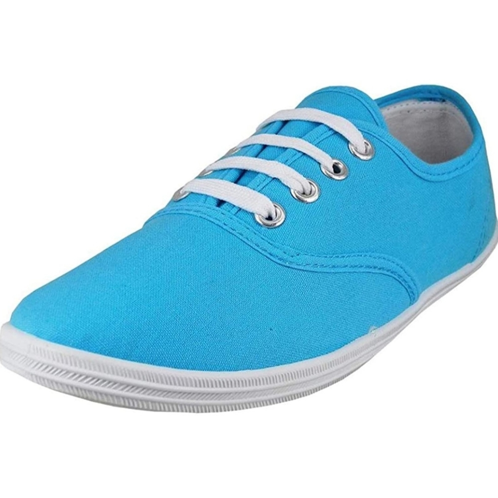 Easy USA Womens Lace Up Canvas Plimsol Sneakers Shoes